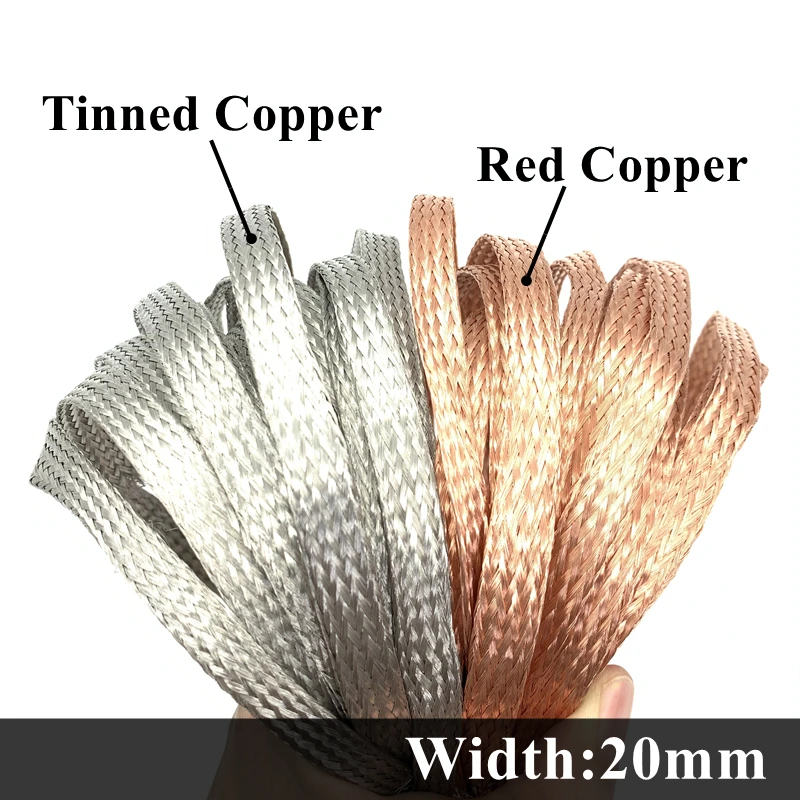 

Tinned Plating Copper 20mm Braided Sleeve Metal Sheath Anti Interference Screening Audio Speaker Wire Wrap Signal Cable Shielded