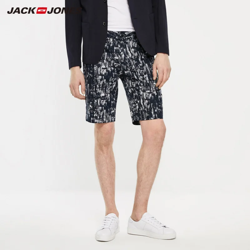 JackJones мужские повседневные модные прямые льняные шорты с принтом уличная одежда |