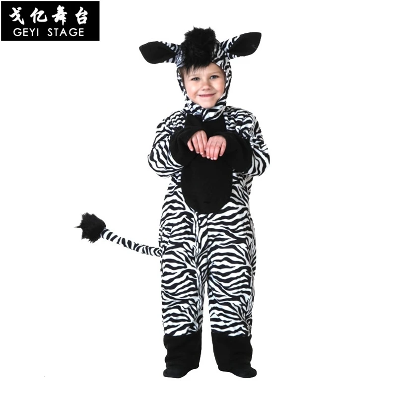 Child costume Детские пижамы Зебра комбинезон мальчик кигуруми животное косплей платье теплая зимняя фланелевая мягкая фантазия ночь красивые пижамы от - Цвет: Child costume