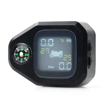 

USB Solar Motorcycle TPMS IP65 Motorbike Tire Pressure Monitoring Tyre Temperature Alarm System with 2 Extenal Sensors
