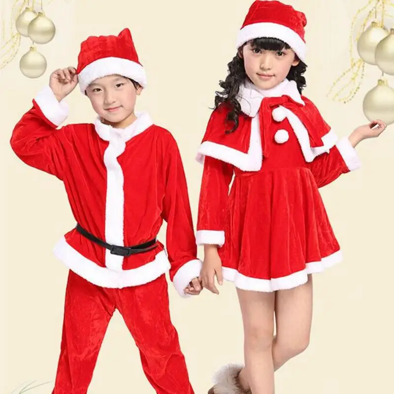 Детская Рождественская Одежда для мальчиков и девочек; пальто с длинными рукавами и Санта-Клаусом; комплект из топа и длинных красных штанов; маскарадный костюм для детей ясельного возраста