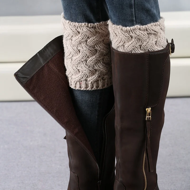 Гетры Рождественские женские короткие толстые акриловые вязаные сапоги манжеты