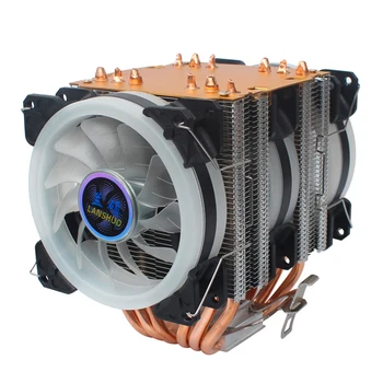 

LANSHUO 6 Heat Pipe CPU Radiator Ultra Quiet I5 Desktop CPU Fan 1366Amd1150 (4-Wire 3 Fan Aurora Colorful Lamp)
