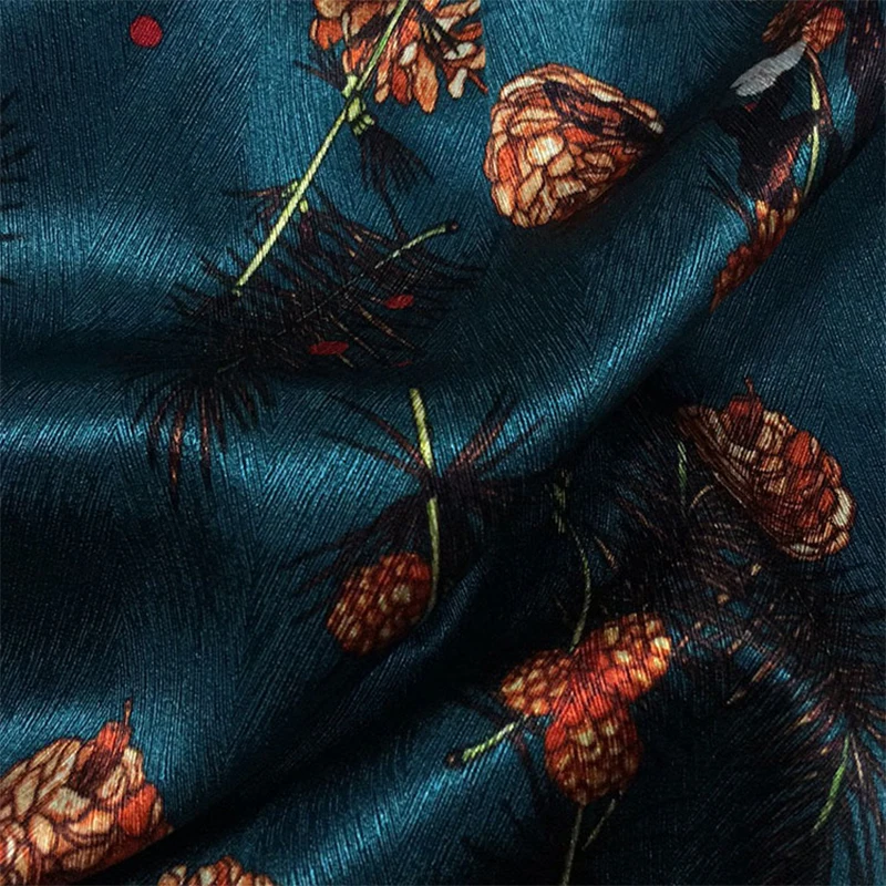 

Luxury Digital Printing Heavy Elastic Herringbone Bottom Double Satin Silk Satin Fabric Silk Fabric