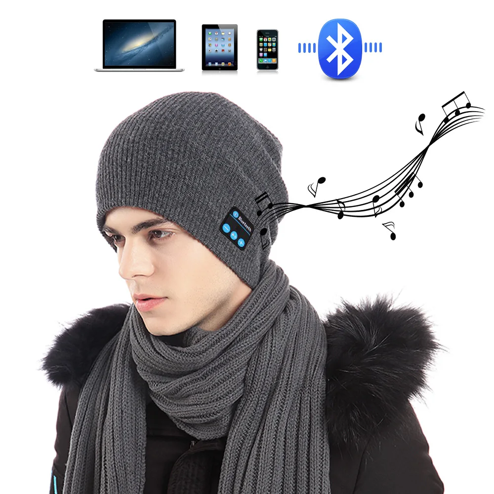 Беспроводной Bluetooth наушники музыка hat Smart шапки гарнитуры наушники теплые шапочки зимняя шапка с Динамик микрофоном для занятий спортом