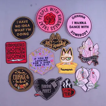 

Letter Patch Cartoon Animal Iron On Patches On Clothes Hippie Stickers Applique Punk Rock Patch DIY Embroidered Patches Badge