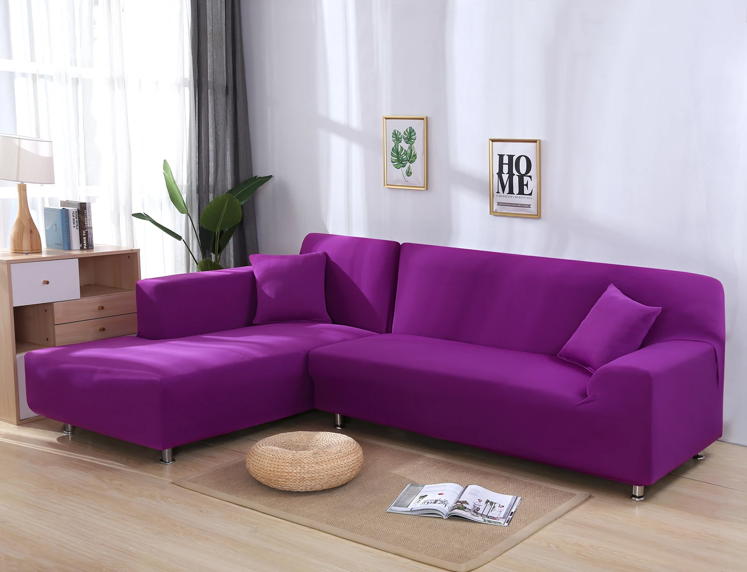candy purple 1 шт. сплошной цвет эластичный чехол на диван спандекс современный полиэстер угловой диван покрывало для дивана стул протектор гостиная 3 местный - Цвет: candy purple