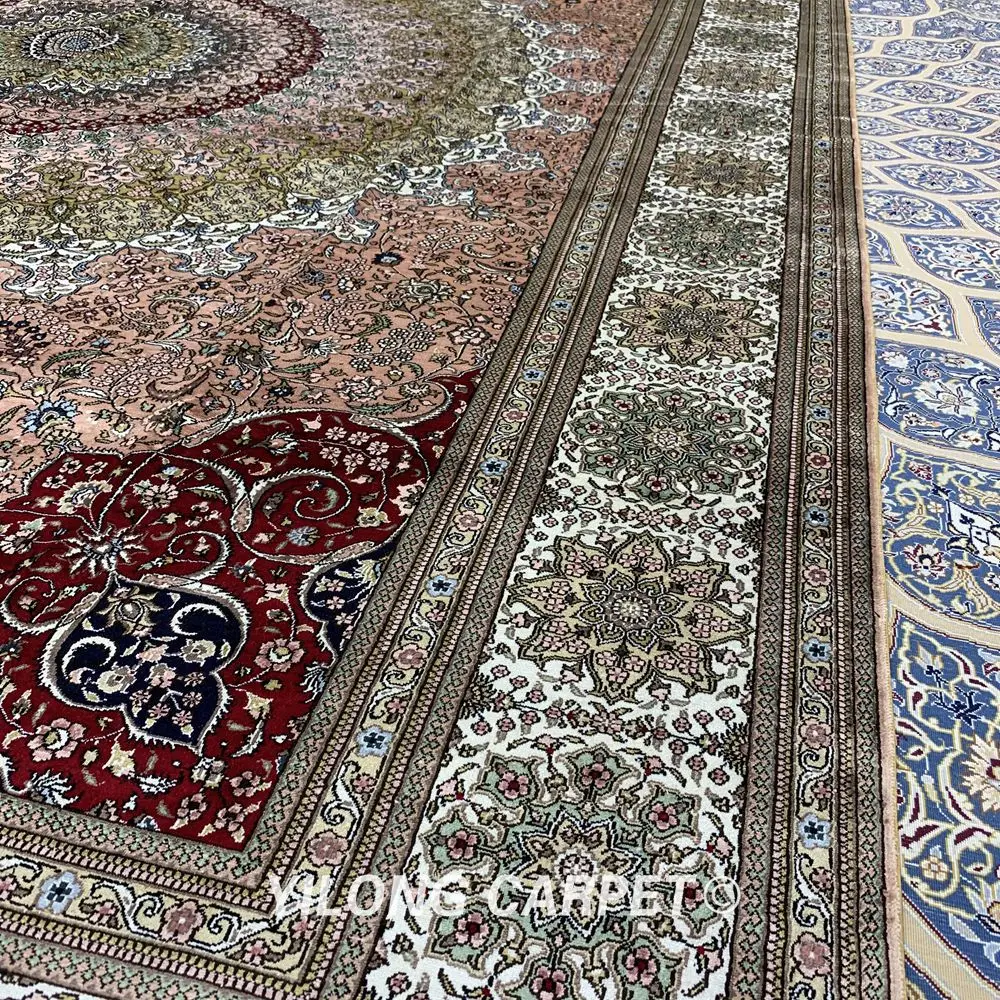 Yilong 9'x12' первоклассный красивый розовый Шелковый ковер ручной работы Кум шелковый ковер(SL886A9x12