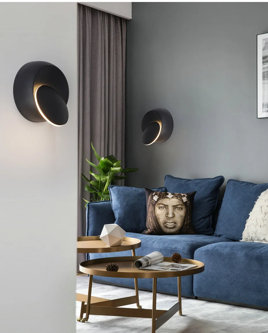 Lâmpada de Parede Espelho do Banheiro Luz de Parede Luz para Decoração Graus Ajustável Redondo Criativo Casa Lâmpada Estudo Leitura Led 360 19 Lâmpada de parede led luz de parede