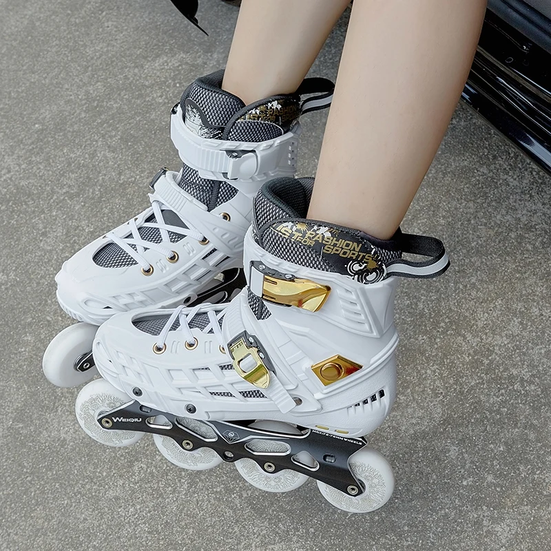 Adult Roller Skates 3 wheels speed 4 wheel slalom inline shoes for adults roller skating School Boys Girl 80mm 100mm rolling sneaker