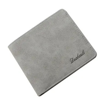 

Leather Men Wallet Small Zipper Pocket Short Cute Frosted Slim Wallet Student Women Wallet Card Holder