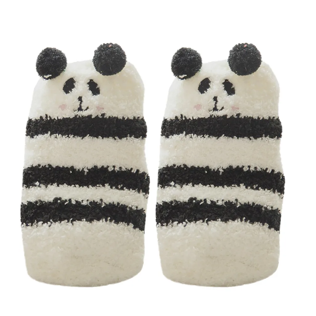 Удобные, сохраняющие тепло носки из дышащего хлопка детские Нескользящие вязаные теплые носки с объемным рисунком животных для маленьких мальчиков и девочек