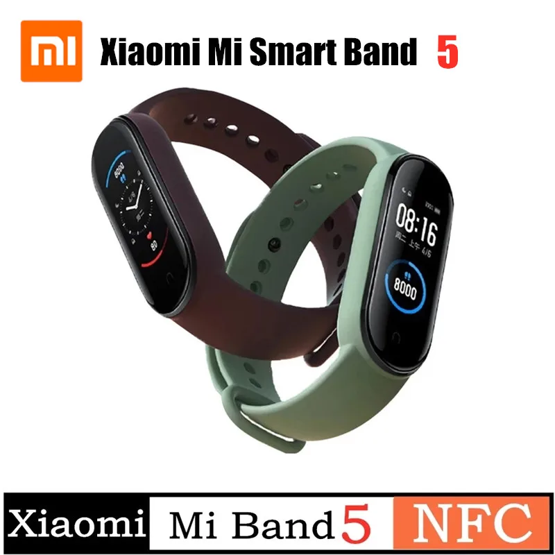 Умный Браслет Xiaomi Mi Band 5 версия NFC AMOLED экран Miband фитнес-трекер Bluetooth PPG пульсометр |