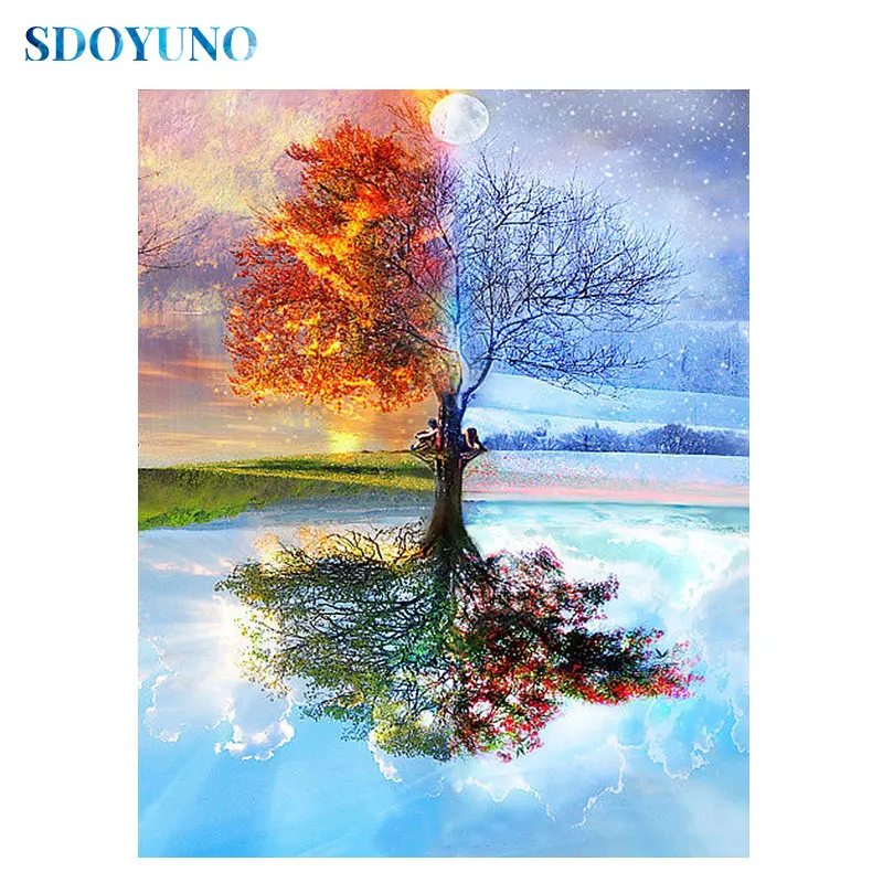 

SDOYUNO 5d DIY Diamond Painting Full square/round Four Season Trees Mosaic Diamond embroidery Rhinestone Pictures Home Decor