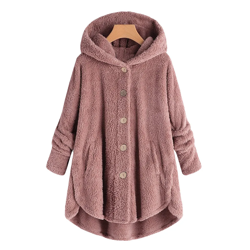 

2019 Winter Jackets New Fashion Women's Button Plush Shirt Jacket Irregular Color Female Fur Coat Plus Size 5xl Women Parka#J30