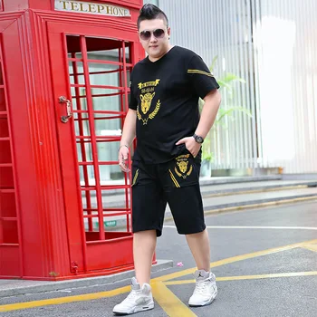 

Special Fat Extra Large Man Trend Loose Short Sleeve T Shirt Suit Fat Super Large Size Two-piece Set Xxxxxl