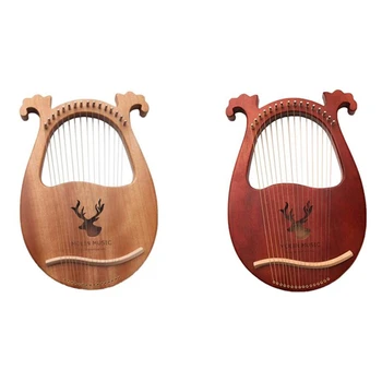 

Lyre Harp,16 Strings Harp Portable Small Harp with Durable Steel Strings Wood String Musical Instrument
