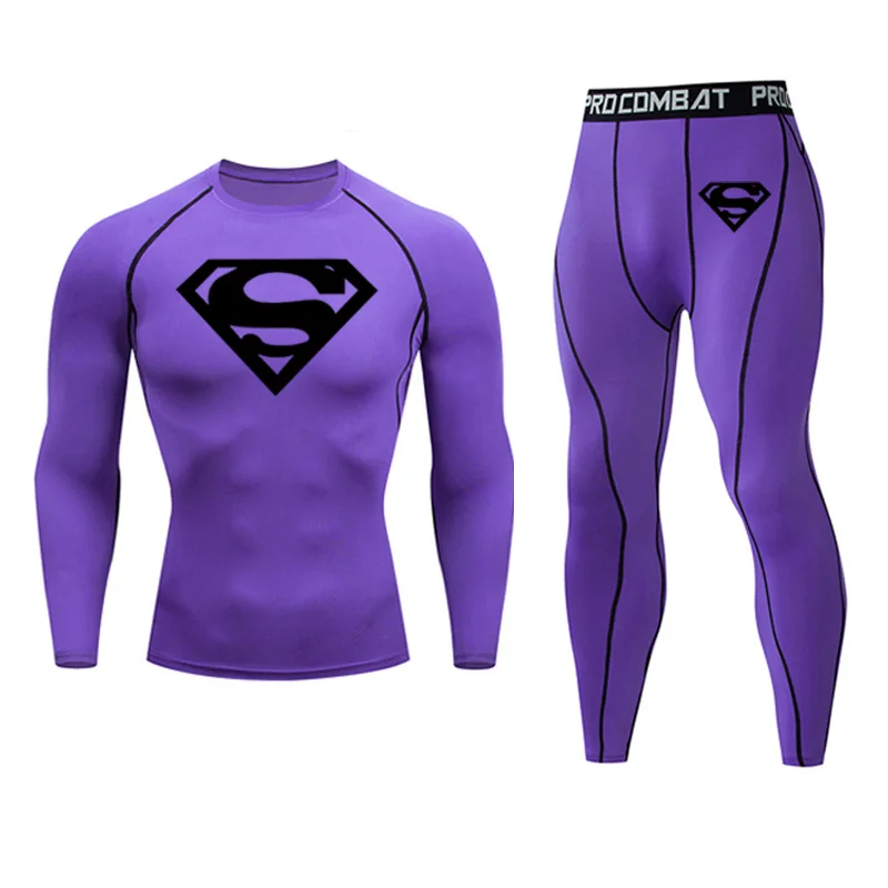 Зимнее термобелье, Мужская компрессионная одежда, тренировочный комплект для фитнеса, кальсоны, зимняя мужская быстросохнущая рубашка, спортивный костюм - Цвет: set