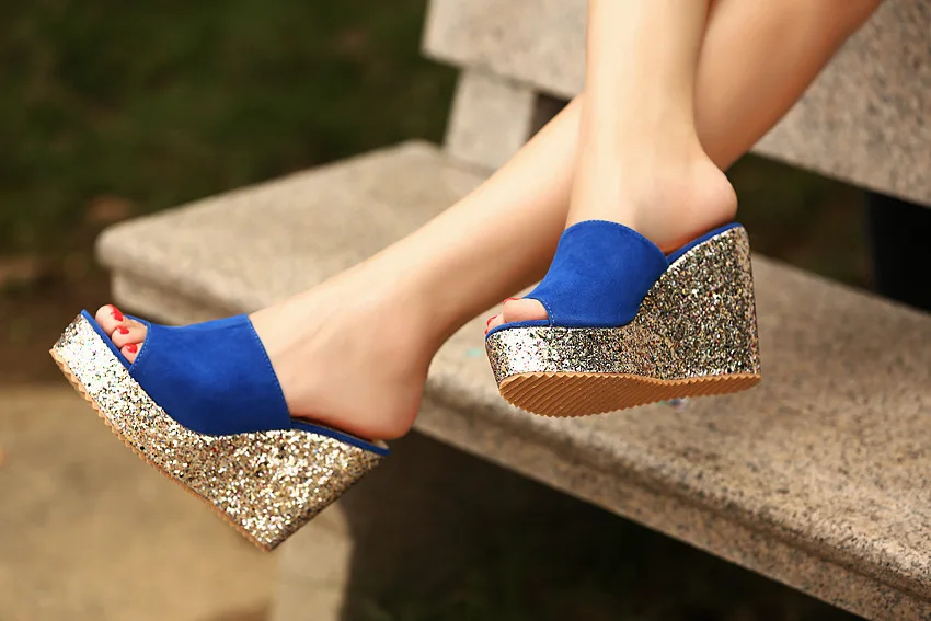 

Slanted Heel Peep-toe Sandals Fashion Gold Slanted Heel Ultra-High-Heel Sandals Slipper 40 Code