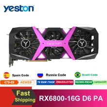Yeston RX6800-16G D6 Pa Gaming Grafische Kaart Met 16G/256bit/GDDR6 Geheugen 3 Grote Grootte Fans Metalen backplate Ademhaling Licht
