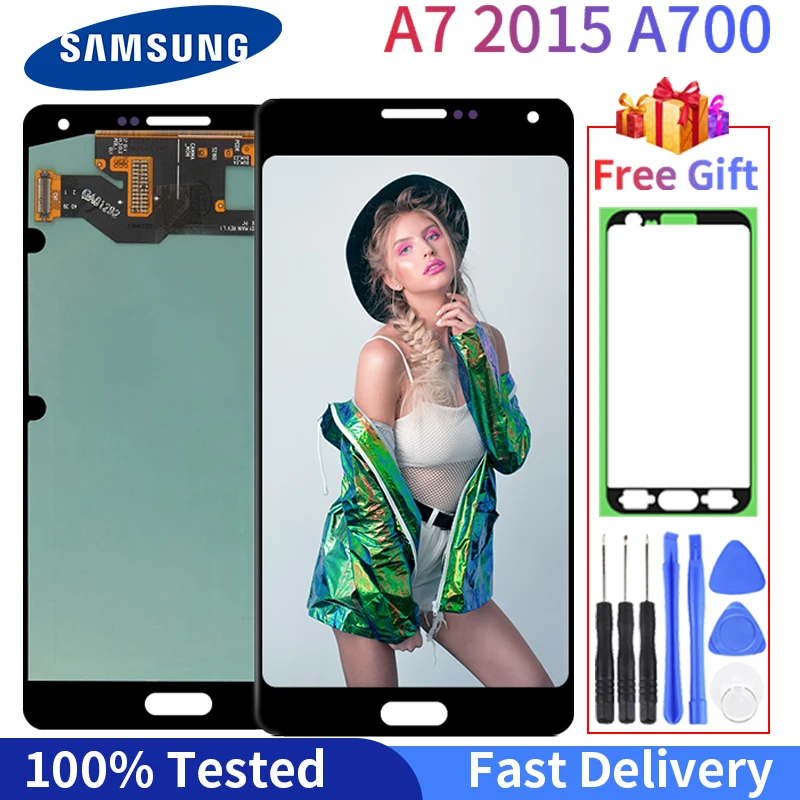 ЖК-дисплей AMOLED для Samsung Galaxy A7 2015 A700F A700 A700H монитор сенсорный экран дигитайзер