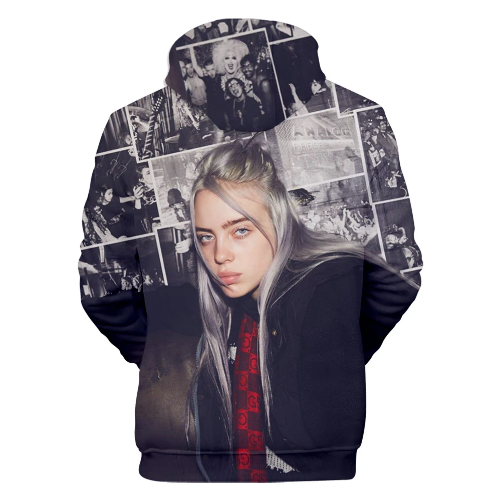Толстовки с капюшоном Billie Eilish для женщин и мужчин, модные детские осенние толстовки с капюшоном, пуловеры с 3D принтом Billie Eilish для девочек