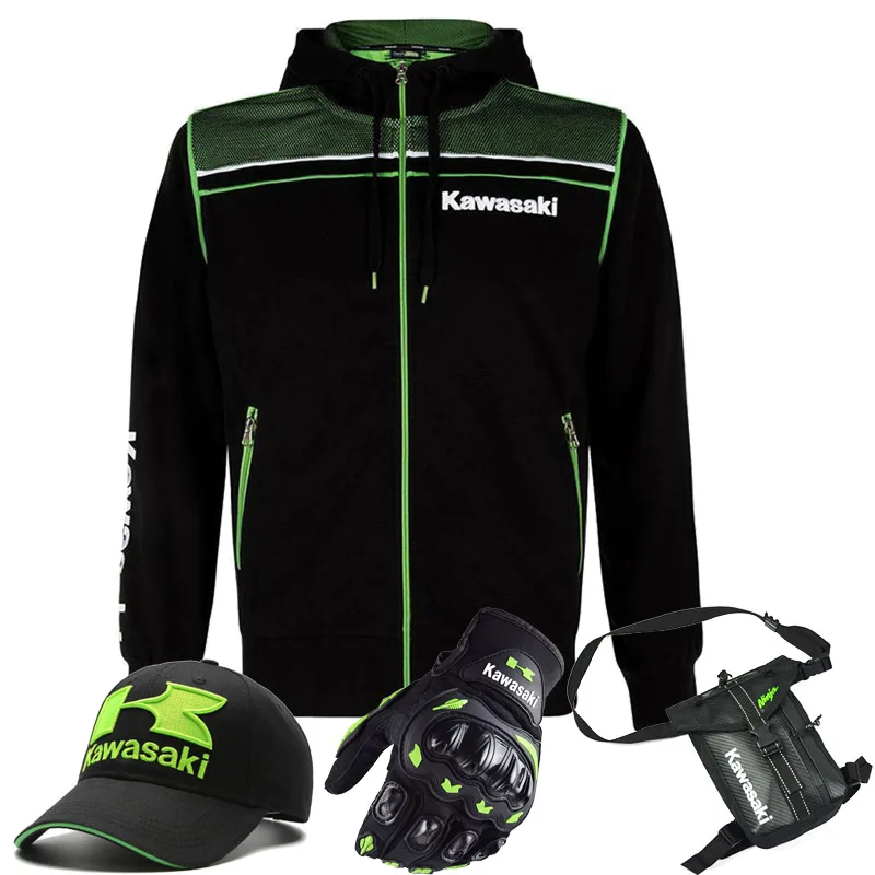 

2020 For KAWASAKI Sports Hoodies Hooded Sweatshirt Black Green Men's Casual Suit Racing Hoodies Breathable Windproof Jacket XXL