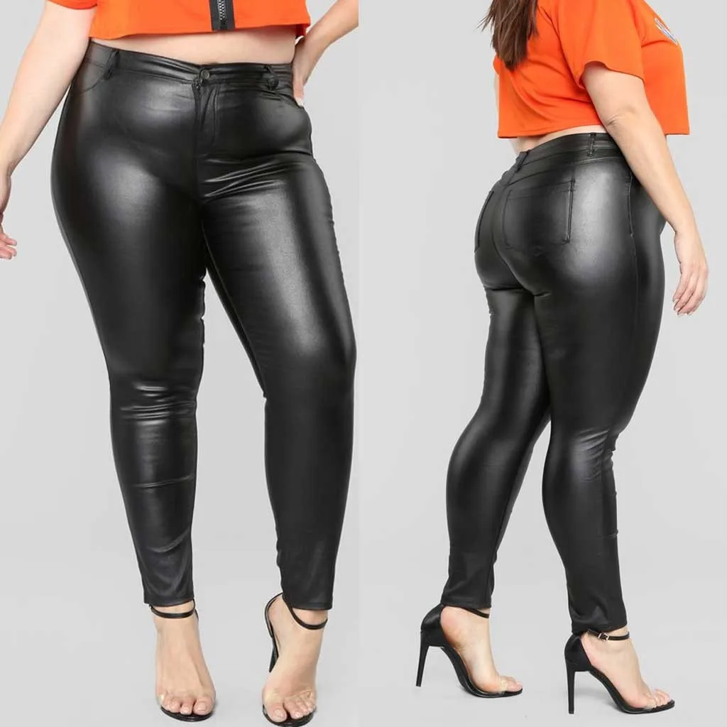 faux leather pants plus size