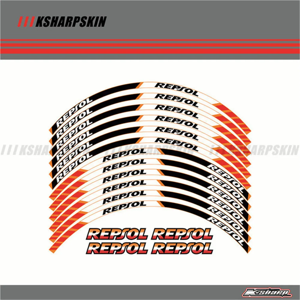 REPSOL 12X наклейка на колеса мотоцикла, декоративная наклейка на шины для HONDA REPSOL HRC CBRRR CBR250RR CBR400RR CBR600RR CBR1000RR - Цвет: REPSOL