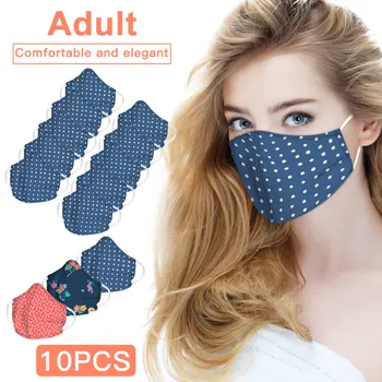 

10pcs Adult Washable Floral Printed Adjustable Cotton Breathable Cotton Mask Mascarilla Reutilizable Mondkapjes Herbruikbaar