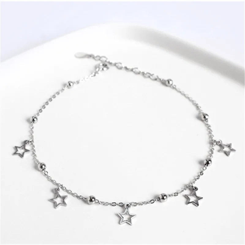 925 Sterling Silver Simple Star Pendant Anklet Women Summer Ocean Beach Casual Jewelry Accessories Girlfriend Gift - Image 5