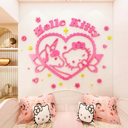 Прекрасный Кролик кошка Hellokitty Акриловые 3D настенные наклейки для детей комнаты мультфильм наклейки Спальня Детские комнаты Настенные Украшения - Цвет: G