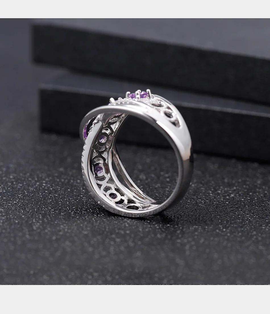 GEM'S BALLET 0.86Ct натуральный аметистовый драгоченный камень кольца на палец 925 пробы серебро обручальное кольцо для женщин камень ювелирные изделия