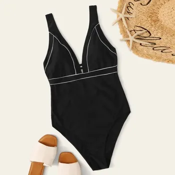 

2020 Women Solid Color Splice Jumpsuit Fashion Biquini Push-Up Pad Bathing Suit Backless Female Intimates Lengerie Traje de baño