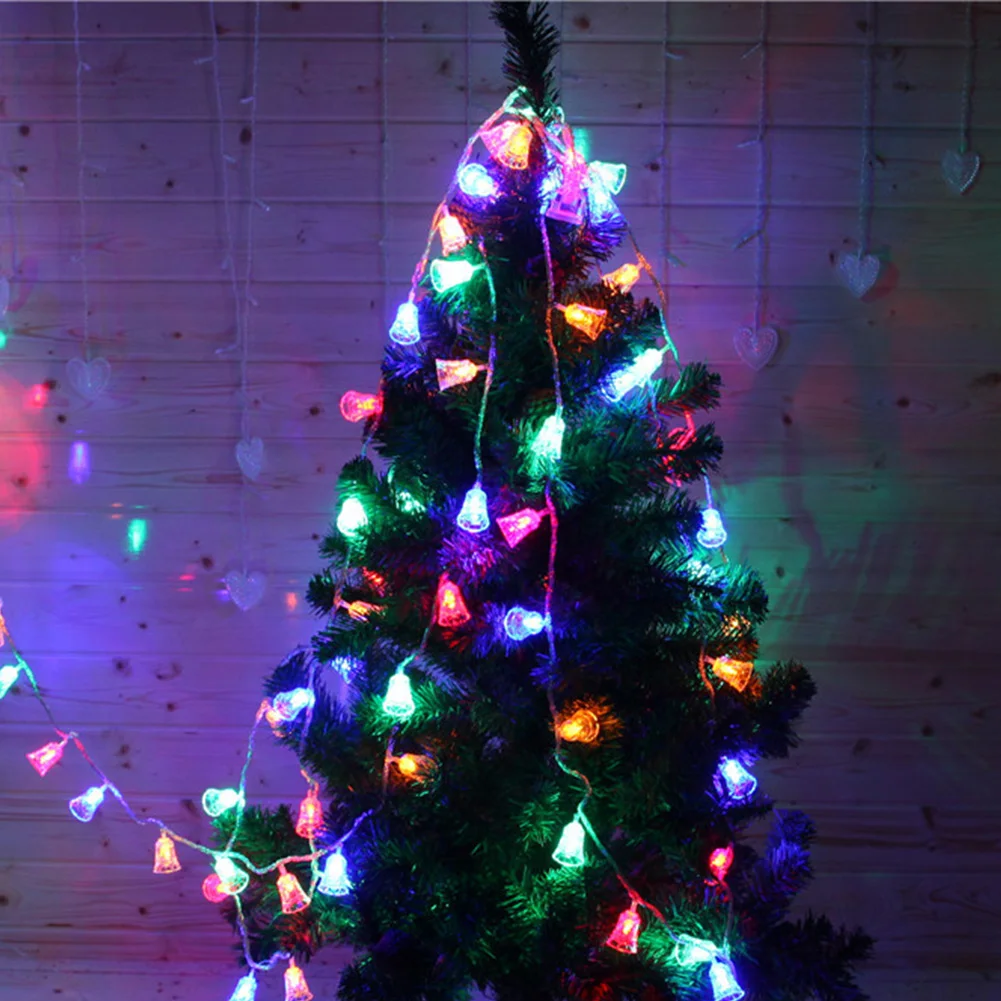 Christmas LED Bell Lights String Xmas Tree Lamp Decor Room Decorative Lights
