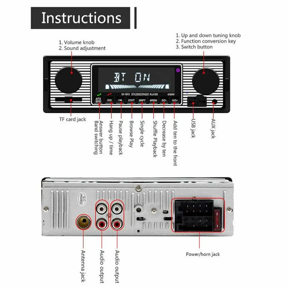 Vintage Car Wireless Radio MP3 Player Stereo USB/AUX Classic Stereo Audio FM Modulator Car Accessories