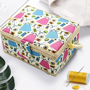 

Fashion Knitting Organizer Basket Craft Sewing Tool Needle Thread Basket Fabric Household Sewing Box Organizer with Sewing Bag
