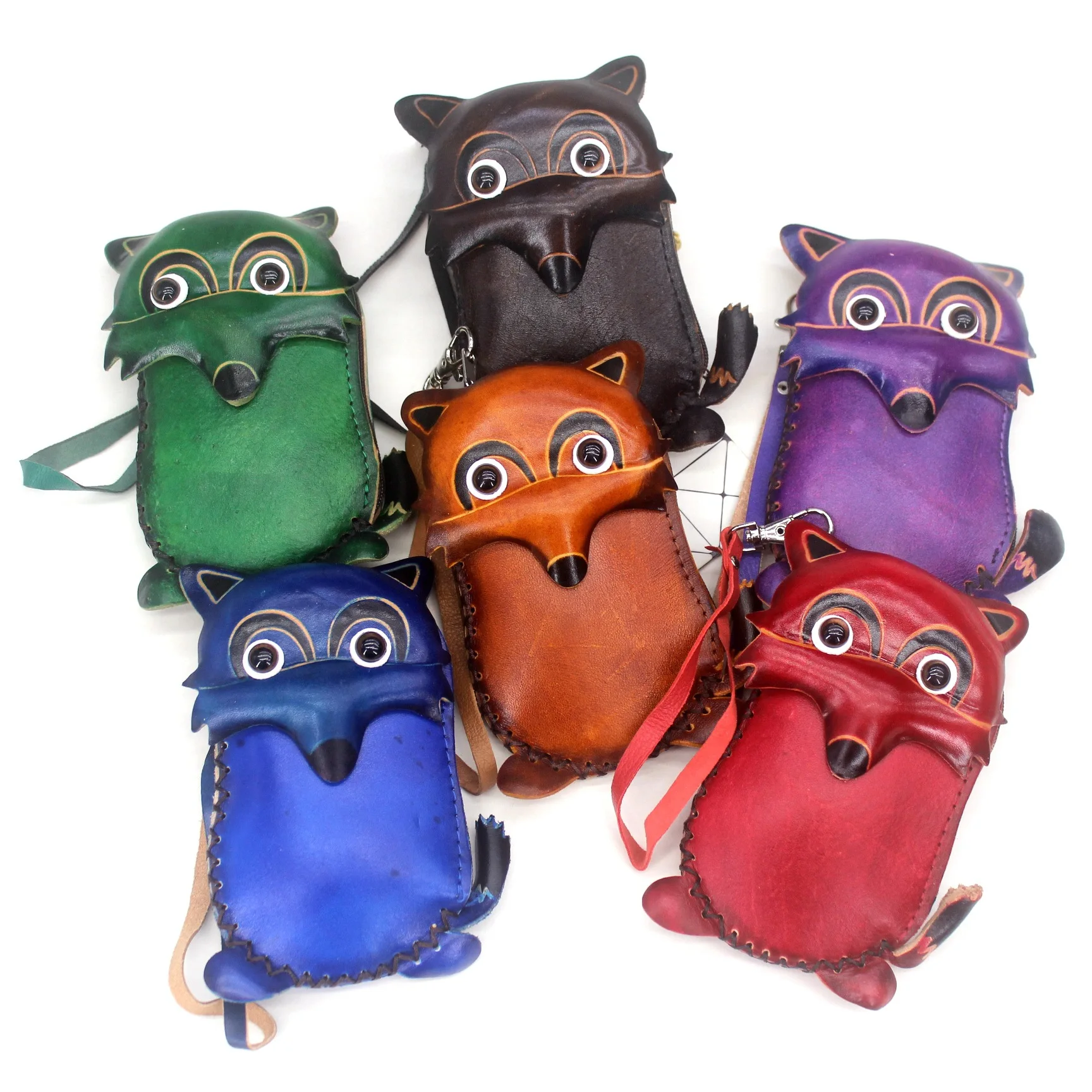 Кошелек женский из натуральной кожи милый бумажник воловьей с резьбой лисы и