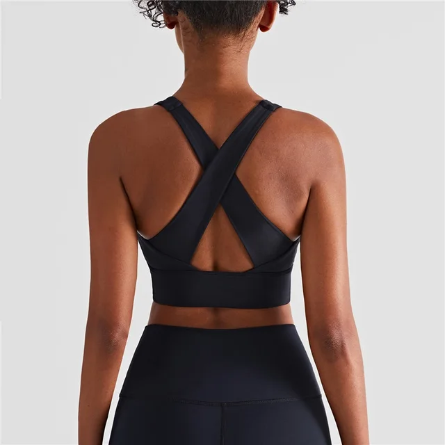 Lulu Women Fitness Bra Tight Yoga Vest Sports Tank Top Clothing Solid Color Thickened Crosss Beauty Back With Removable Chest Pa Black