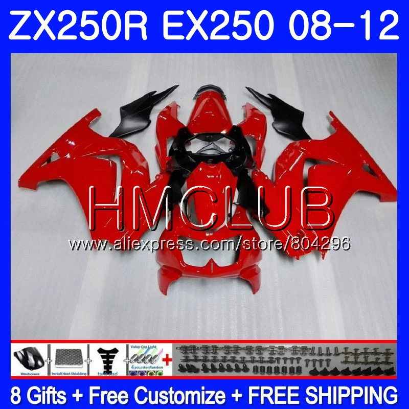 Body For KAWASAKI NINJA EX250 ZX250R 2008 2009 2010 2011 2012 factory red 9JK.19 ZX 250R ZX-250R EX 250 08 09 10 11 12 Fairings Body For KAWASAKI NINJA EX250 ZX250R 2008 2009 2010 2011 2012 factory red 9JK.19 ZX 250R ZX-250R EX 250 08 09 10 11 12 Fairings
