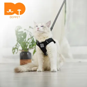 

Deppet Adjustable Cat Leash Dog vest Towing rope set toy for cat and dog Dog Collar Polyester Mesh Harness pet life vest Toy cat