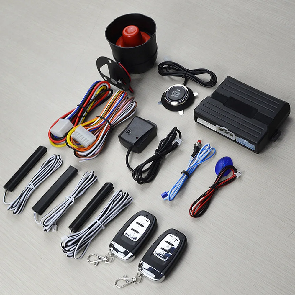 

Pke Car Alarm System With Keyless Entry Remote Engine Start Universal Vehicle Keyless Alarm Go Shock Warn Push Button