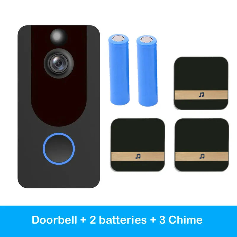 C Дверной Звонок камера беспроводной WiFi видео HD 720P кольцо дверной Звонок камера двухстороннее аудио приложение управление батарея Камера PIR Обнаружение движения - Цвет: C