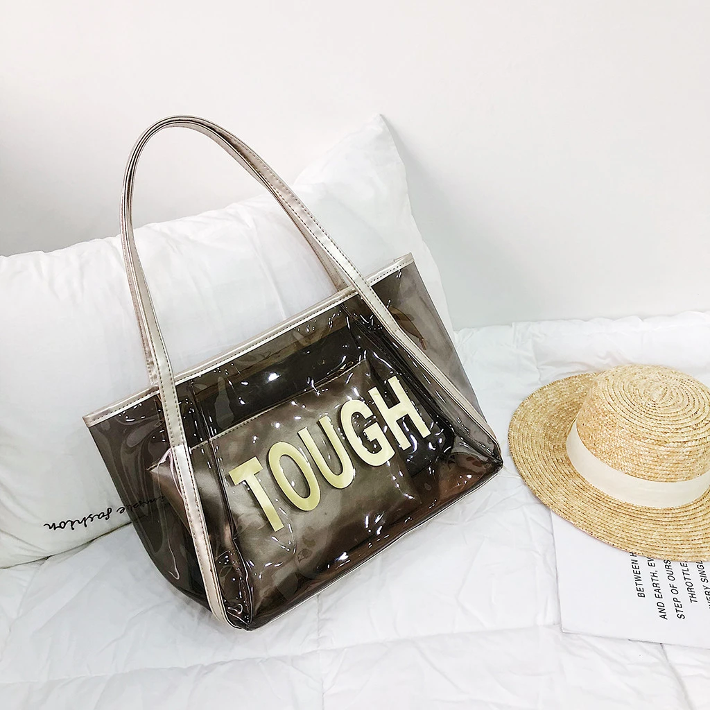 Clear Transparent PVC Shoulder Bags Women Candy Color Jelly Bags Purse Handbags Beach Travel Crossbody Shopping Totes 821