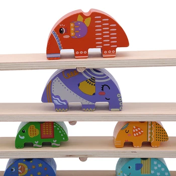 

Children wooden toys Colorful Elephant Balance Beam Jenga Fighting Blocks Parent-child Game Building Blocks Game Toys