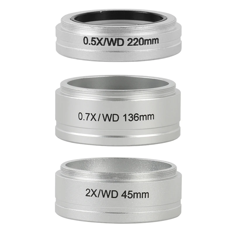 0.5X 0.7X 2X Stereo Trinocular Microscope Auxiliary Objective Barlow Lens WD45 WD136 WD220 M55 Mounting Diameter |