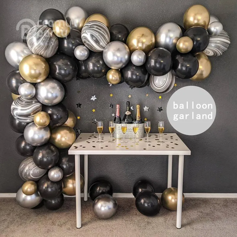 Graduation Party Balloons Arch Chrome Gold Sliver Balloon Garland Agate Ballon Wedding Birthday Baby Shower Supplies | Дом и сад