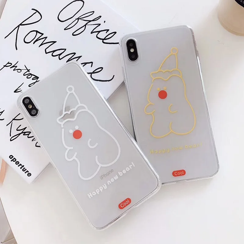 

INS Korea Cute candy color bear case for iphone Xs MAX Xr X 6 6splus 7 8plus cover cartoon clear soft TPU phone cases Fundas