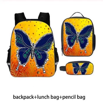 

New children's school bag 3D beauty butterfly animal pattern 3 pieces / set of children's backpack girl ladies school bag