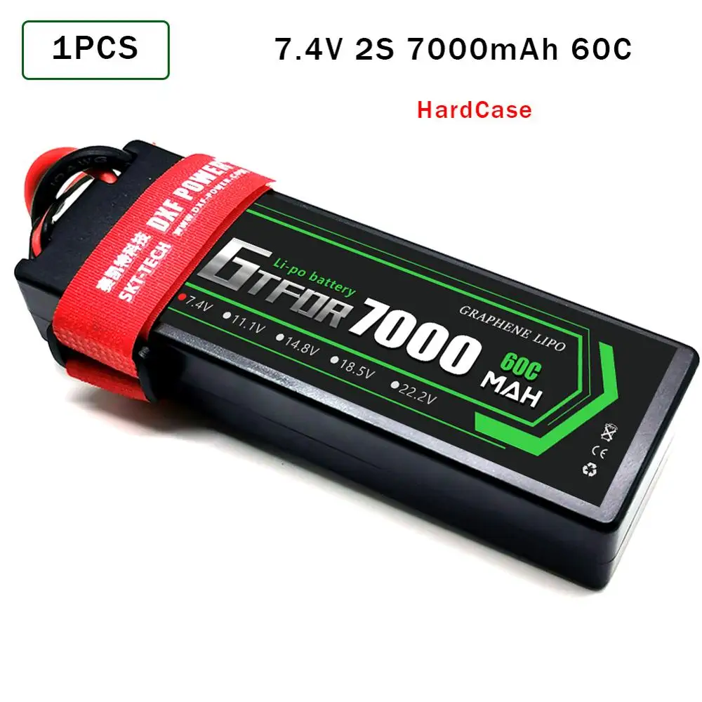 GTFDR Батарея Lipo 2S 4S 7,4 V 14,8 V 5200 7000mah 6500 45C 60C 100C MAX 200C Жесткий Чехол для 1:8 1:10 RC багги Truggy автомобиля